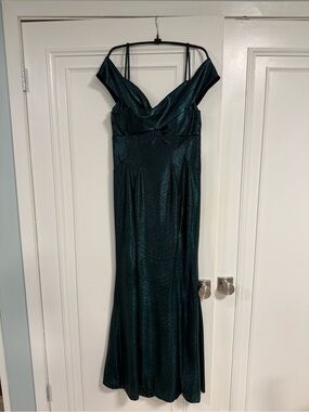 R&M Richards Shimmering Teal Evening Gown